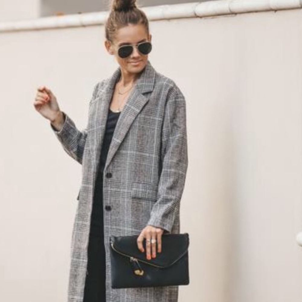 NWT Ellison Gray Plaid Coat Jacket Size Small